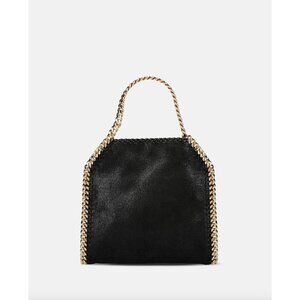 STELLA MCCARTNEY BLACK MINI FALABELLA WITH GOLD CHAIN